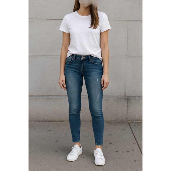One X Teaspoon Womens Jeans Sz 23 Blue Distressed Skinny Ankle Zip Stretch Denim - Picture 1 of 16